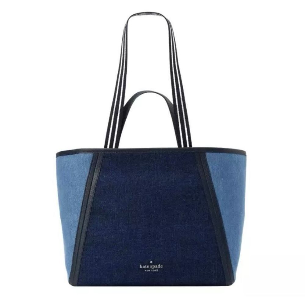 New Kate Spade Rosie Tote Bag Colorblock Denim In Blue Multi - Picture 2 of 13